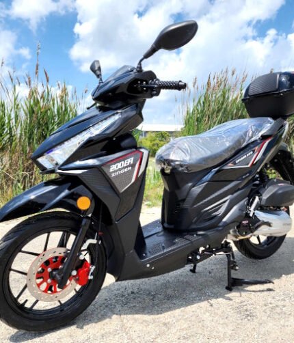 200cc 4 Stroke EFI Gas Moped Scooter W/ LED Lights - ZINGER 200 BLACK